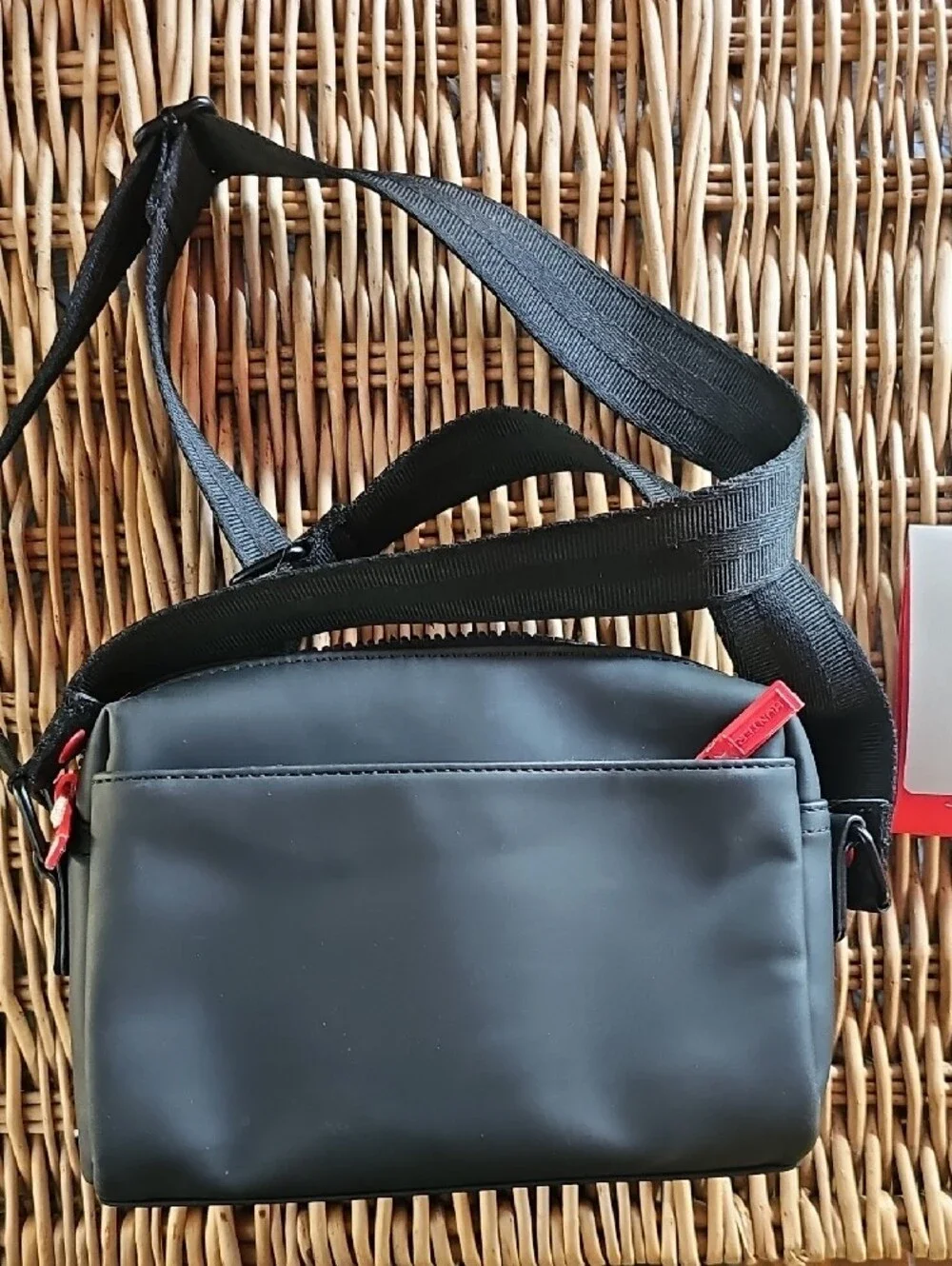 Hunter Black Crossbody Messenger Bag with Red-Trim Logo